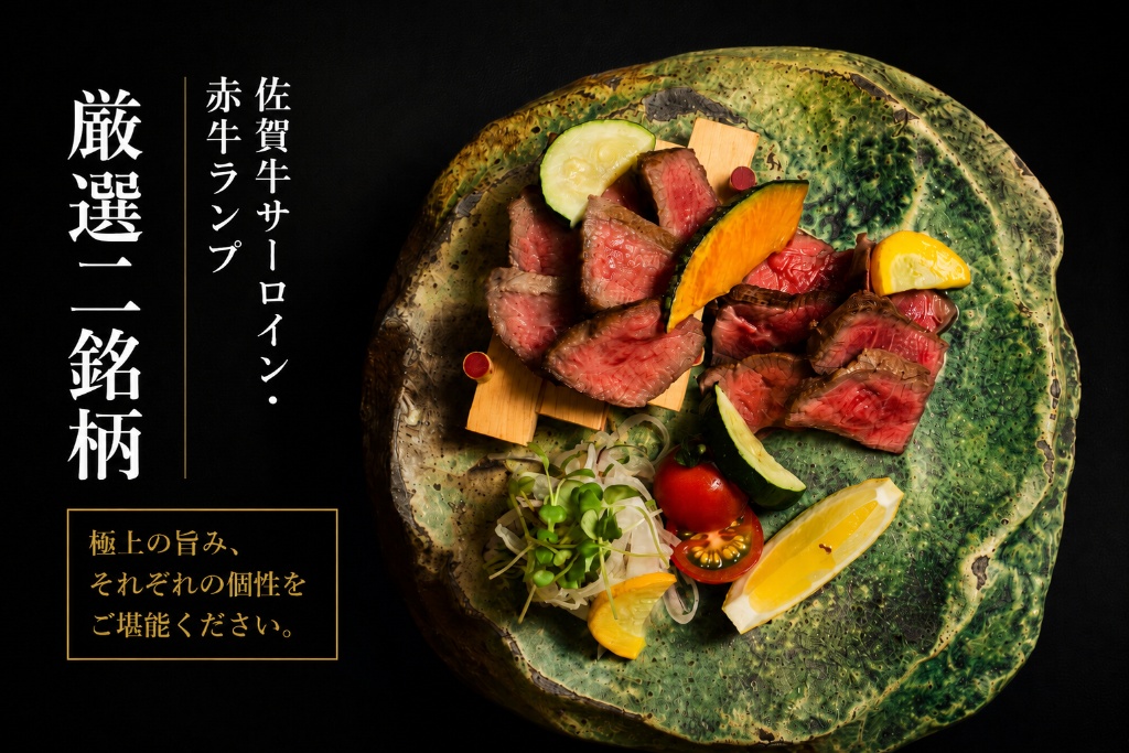 佐賀牛サーロイン・赤牛ランプ 厳選二銘柄 — 九州の旬が今夜の一皿になる